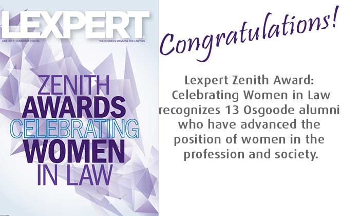 Congratulations to alumni who won Lexpert Zenith Award