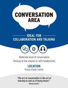 Osgoode Library Noise Zones Poster. Conversation Area