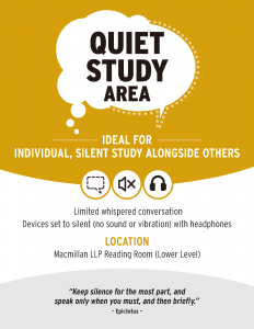 Osgoode Library Noise Zones Poster. Quiet Study Area