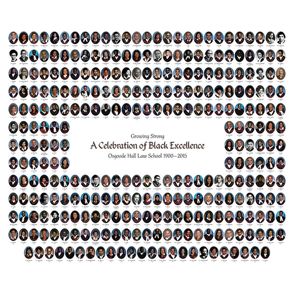 A composite of all Black alumni of Osgoode Hall Law School from 1900 to 2015.