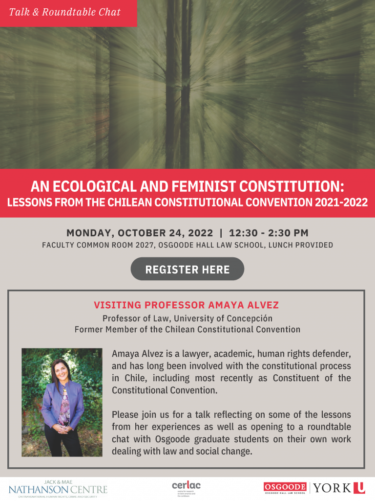 Poster: An Ecological and Feminist Constitition taking place on Oct 24 2022