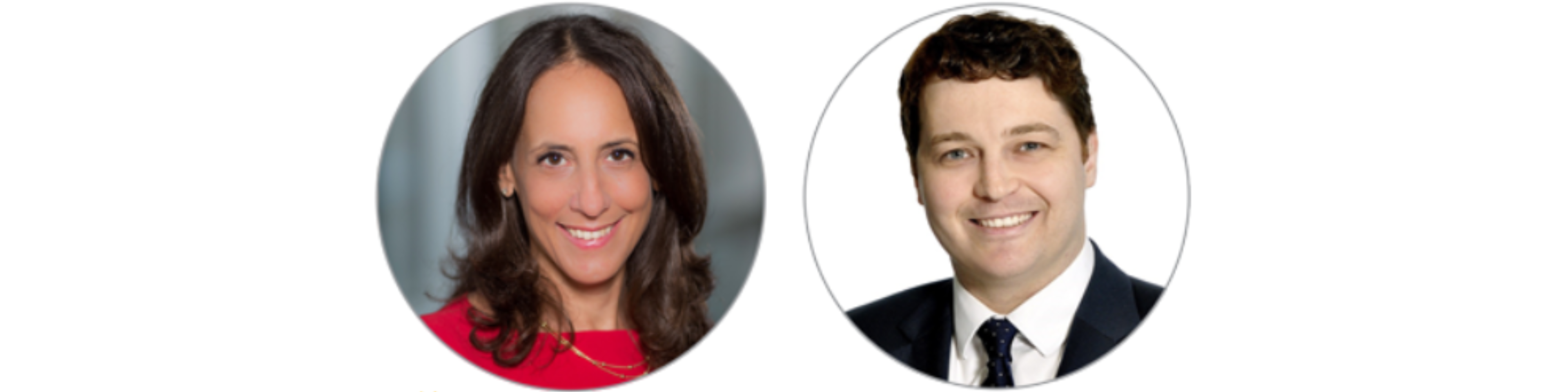 Headshot photos of Sloane Litchen, general counsel at Sun Life Canada, and Jacob Posen, general counsel with CBRE Investment Management