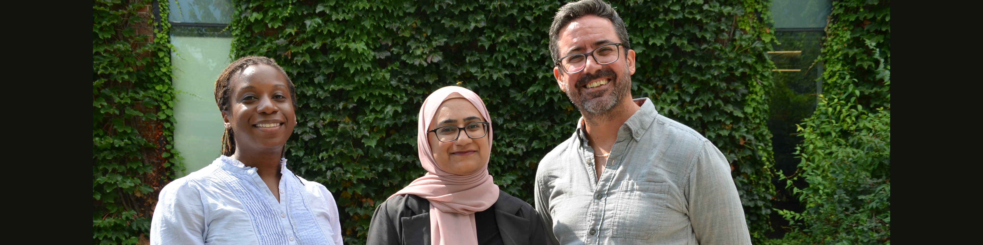 Group photo of Class of '26 students Jennifer Meade, Hammna Iftikhar and Karl Furtado.