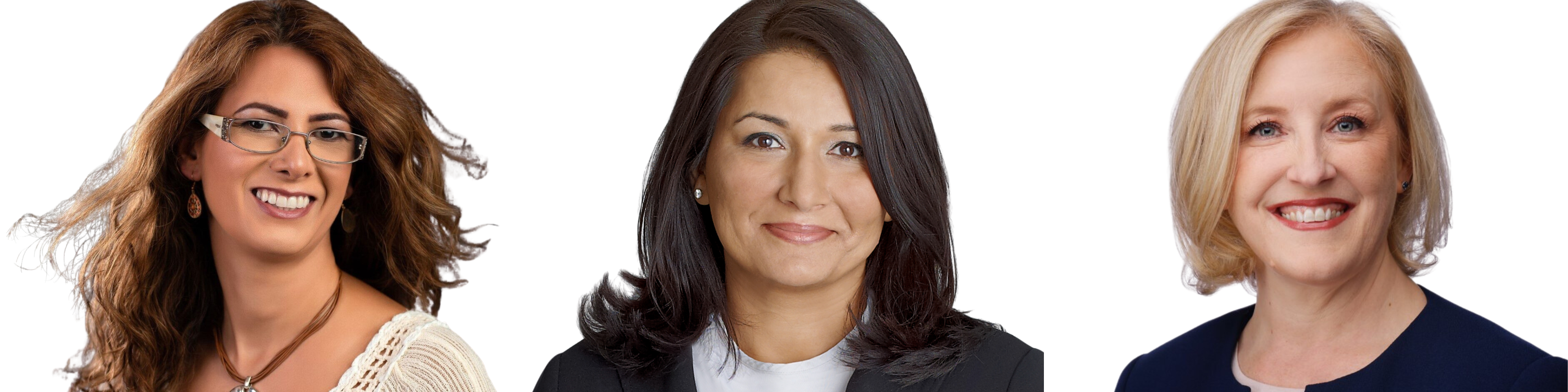 Headshots of (left to right) Lily Pourzand ’10 (LLM), Professor Poonam Puri and Lisa Raitt '96.