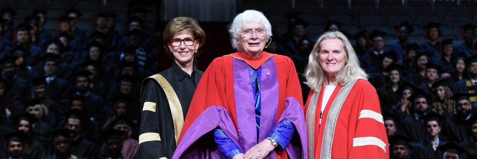 Chancellor Kathleen Taylor, Angela Swan and President Rhonda Lenton